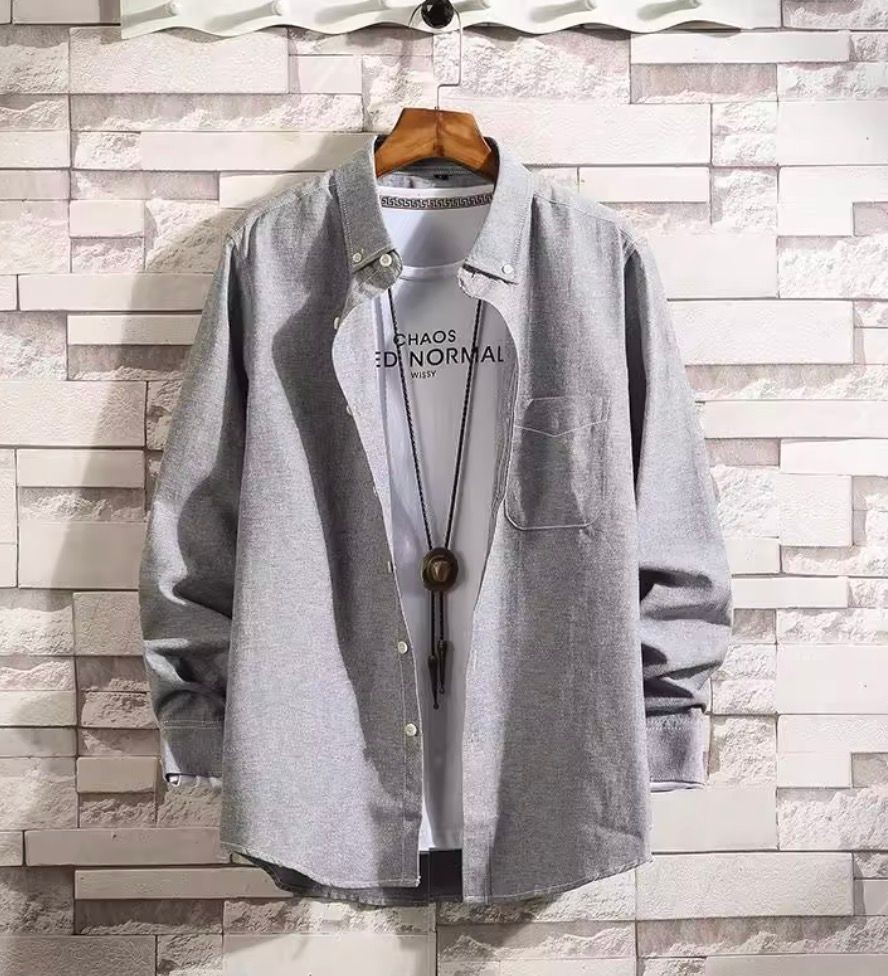 Forever Love Fashion Men’s Summer Long Sleeve Shirt – Korean Trend Loose Fit